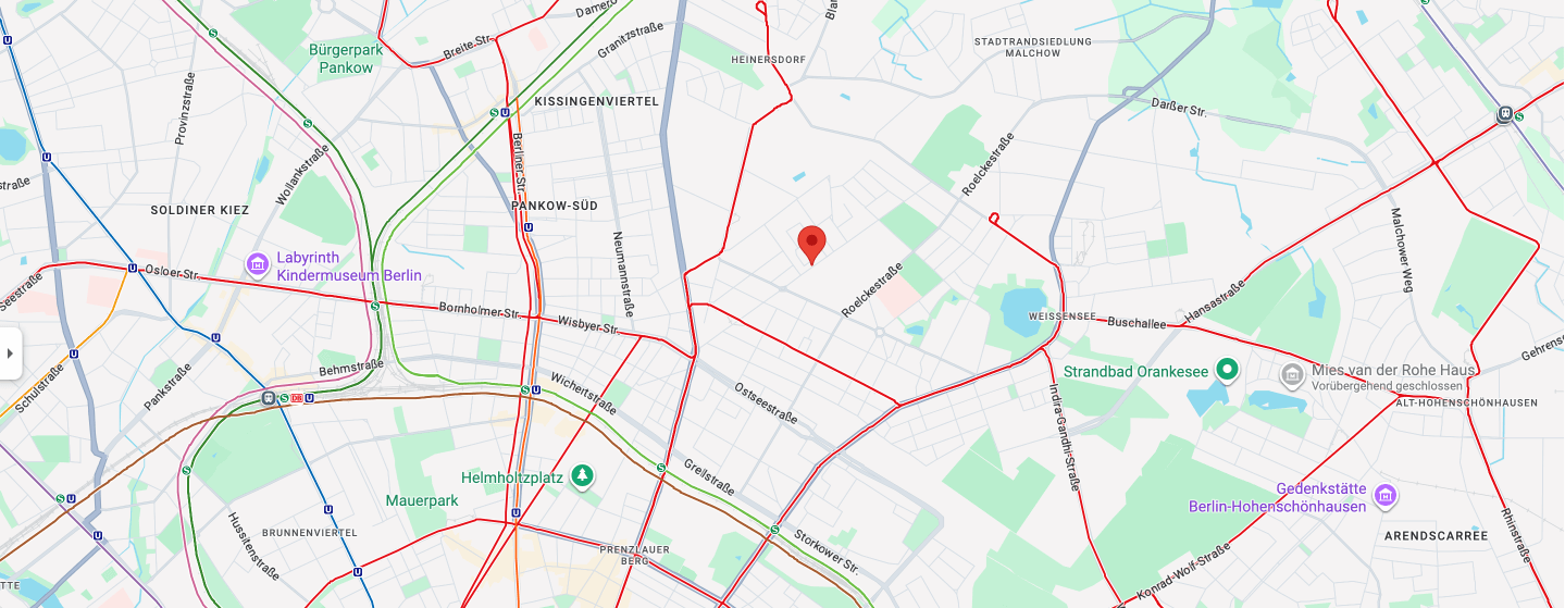 Kartenansicht unseres Standortes in der Gustav-Adolf-Straße 130, 13086 Berlin